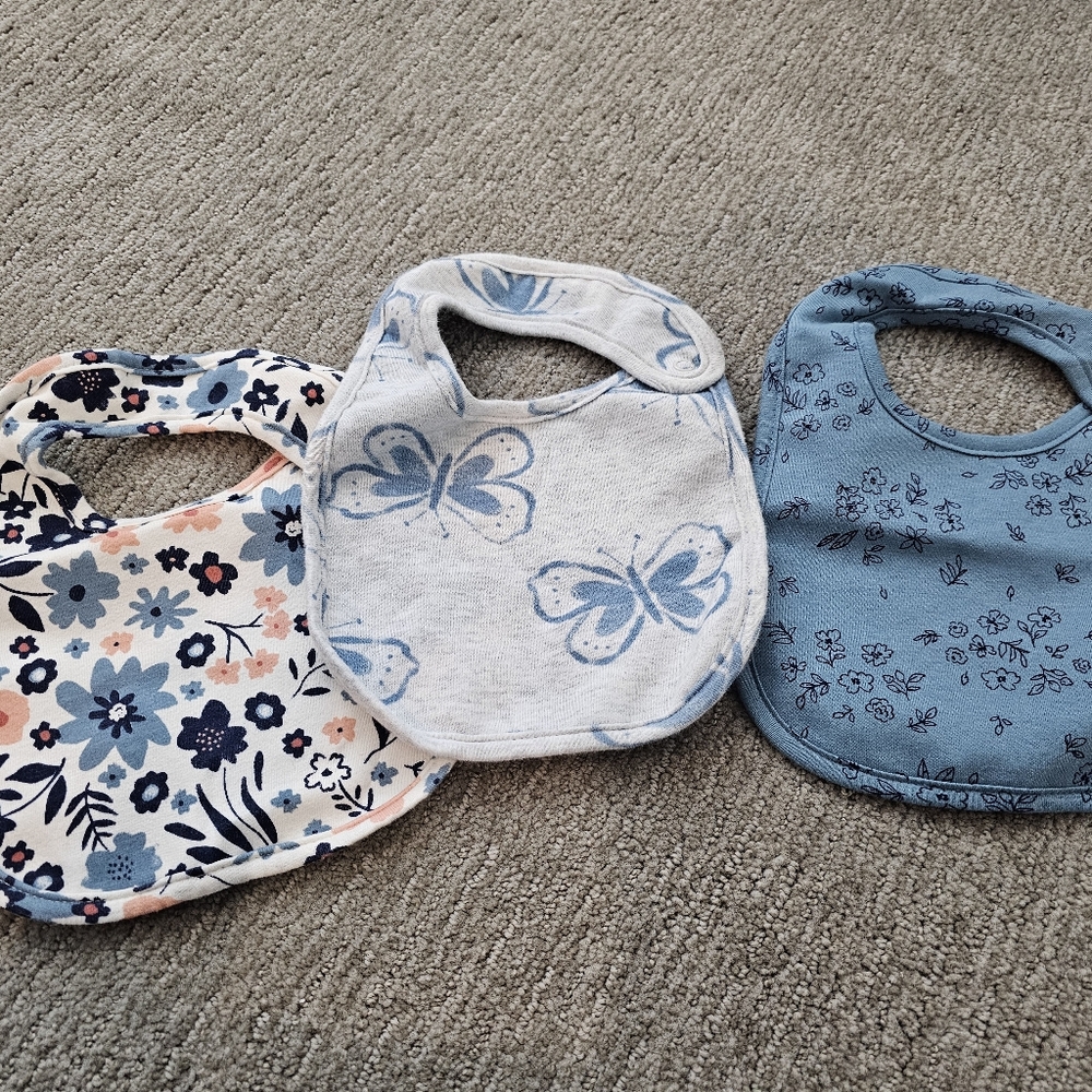 100% Cotton 3 Pack of Girls Bibs